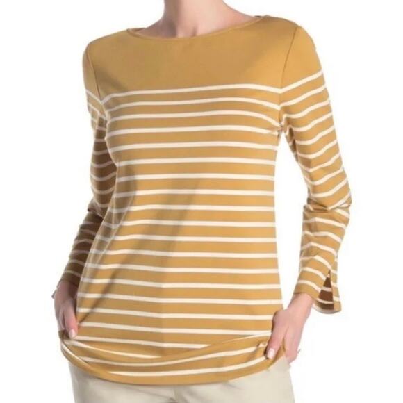 Lafayette 148 New York Wes Boat Neck 3/4 Sleeve Breton Striped Top - Small - Picture 2 of 11